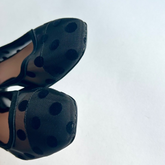 J. Crew Black Suede Textile Polka Dot Square Toe Flats size 7 - Picture 10 of 13